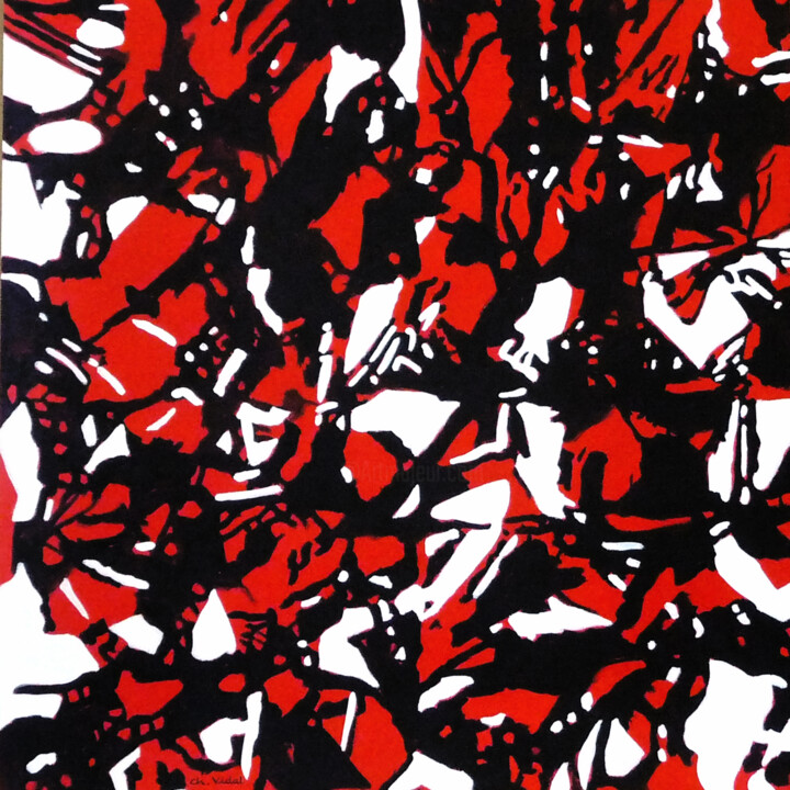 Peinture intitulée "Rouge et noir" par Christian Vidal, Œuvre d'art originale, Acrylique Monté sur Panneau de bois