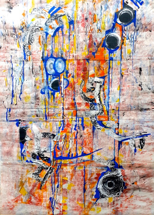 Malerei mit dem Titel "Trans-Migration" von Christiane Seguin, Original-Kunstwerk, Acryl