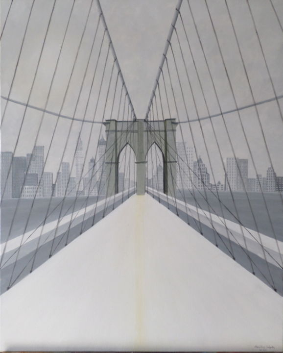 "pont de brooklyn" başlıklı Tablo Christian Salaun tarafından, Orijinal sanat, Petrol