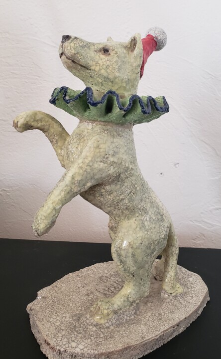 Escultura intitulada "Chien au cirque" por Christine Maratray, Obras de arte originais, Terracota