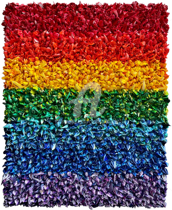 Peinture intitulée "Rainbow 50x40 Mexic…" par Christophe Sola, Œuvre d'art originale, Huile Monté sur Châssis en bois