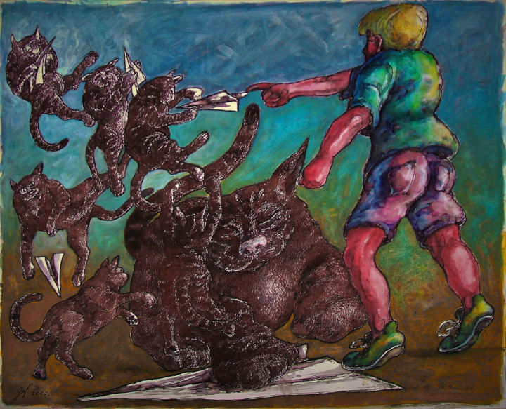 Dibujo titulada "Les joueurs" por Christophe Gol, Obra de arte original, Bolígrafo