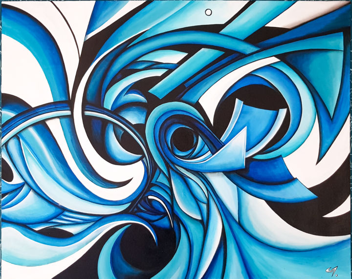 Painting titled "Blue abstract" by Alienkris, Original Artwork, Acrylic