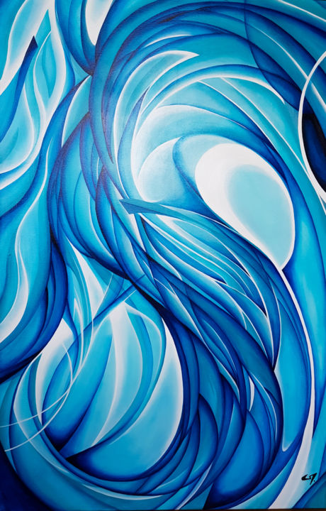 Painting titled "Blue flow" by Alienkris, Original Artwork, Acrylic