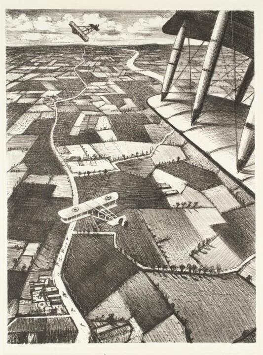 Drawing titled "Dans les airs" by Christopher Nevinson, Original Artwork, Pencil