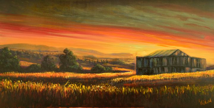 Painting titled "Moody Sunsets" by Christopher Vidal, Original Artwork, Acrylic