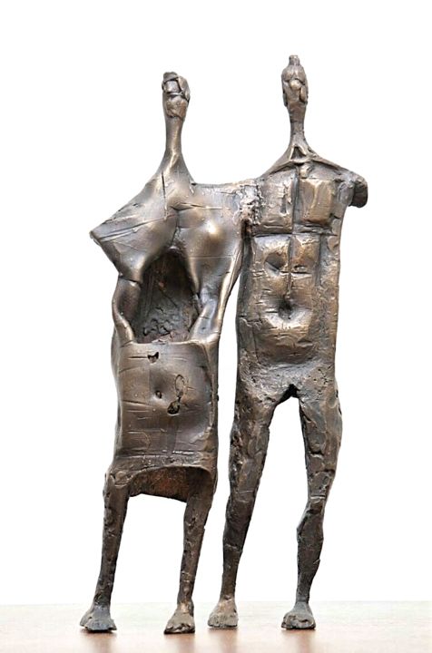 Sculpture intitulée "COUPLE" par Christos Kapralos, Œuvre d'art originale, Bronze