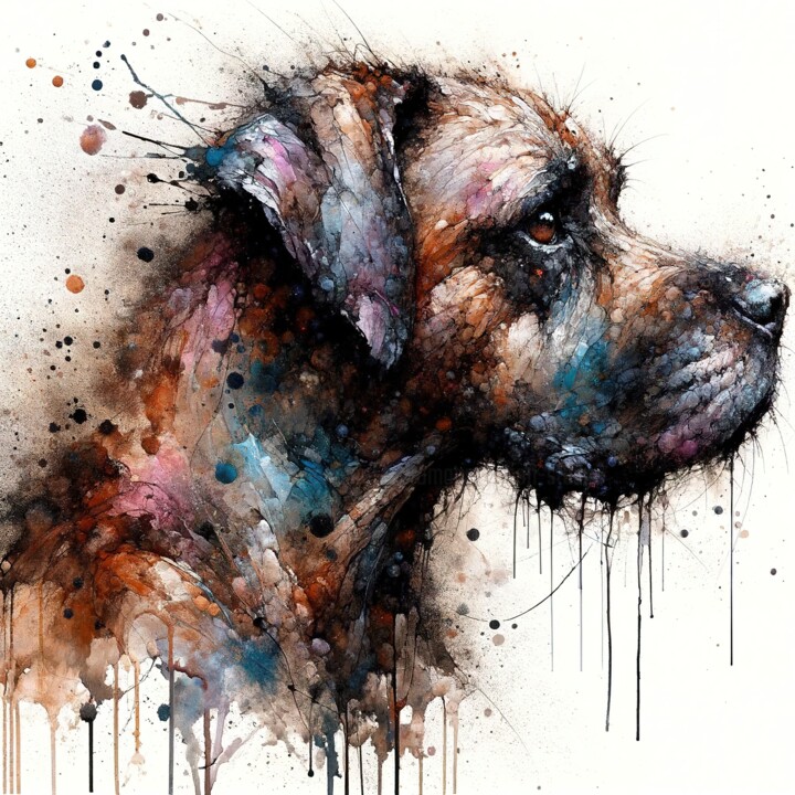 Grafika cyfrowa / sztuka generowana cyfrowo zatytułowany „Powerful Dog” autorstwa Chromatic Fusion Studio, Oryginalna praca,…
