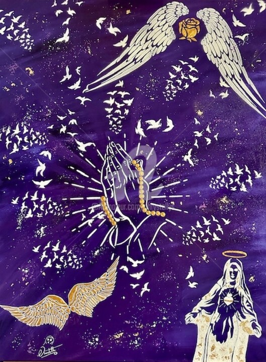 Pittura intitolato "Constellation spiri…" da Chrystellys, Opera d'arte originale, Acrilico Montato su Telaio per barella in…
