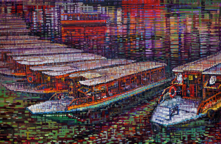 Pintura titulada "Boat" por Chunlei Zhang, Obra de arte original, Oleo Montado en Bastidor de camilla de madera