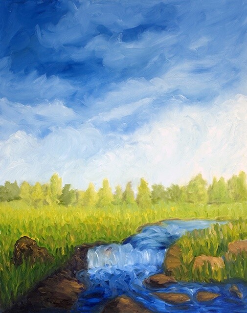 「Le ruisseau.」というタイトルの絵画 Claire Bizierによって, オリジナルのアートワーク, オイル