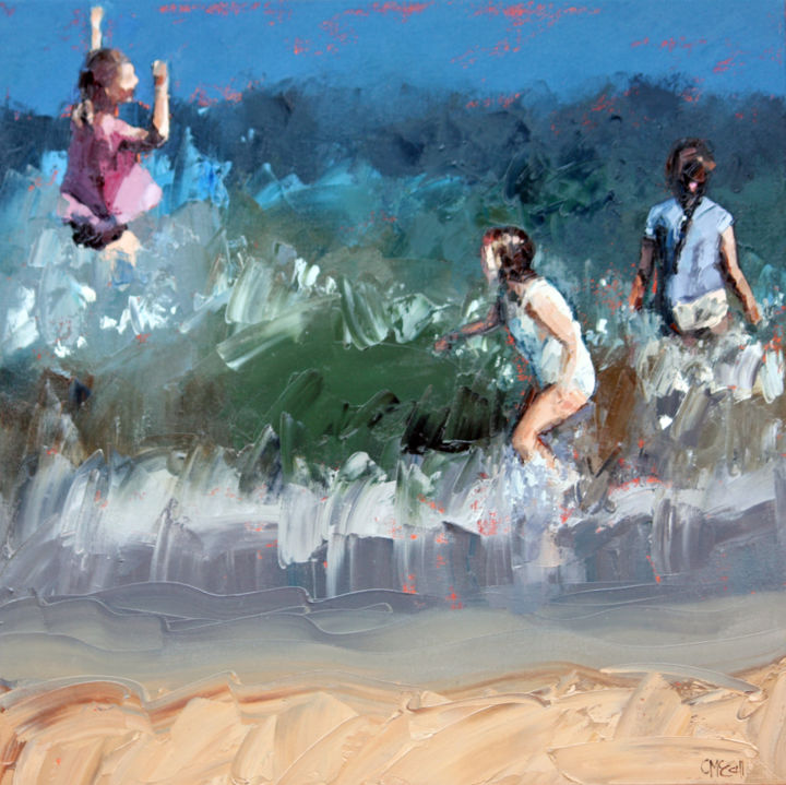 Pintura intitulada "Braving The Waves IV" por Claire Mccall, Obras de arte originais, Óleo