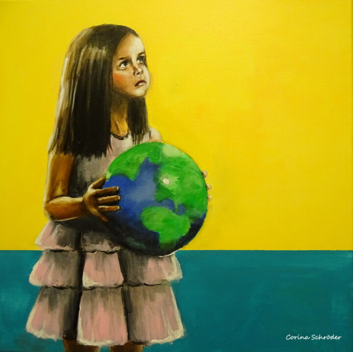 Картина под названием "My Planet Earth" - Corina Schröder, Подлинное произведение искусства, Акрил Установлен на Деревянная…
