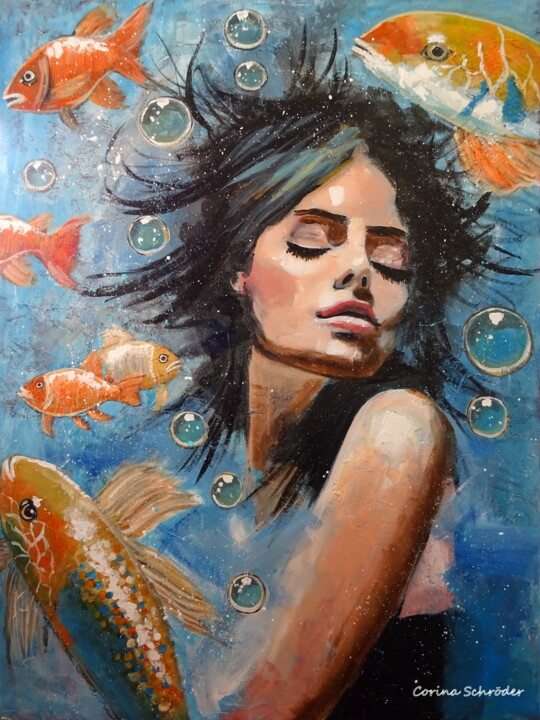Pintura titulada ""Aquarius"" por Corina Schröder, Obra de arte original, Acrílico Montado en Bastidor de camilla de madera