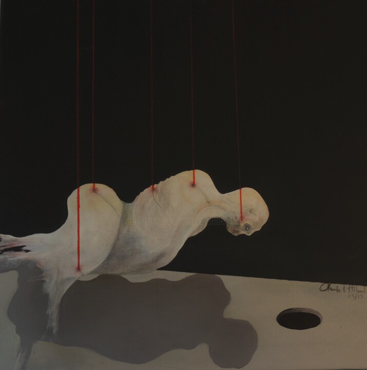 Peinture intitulée "L'APPÂT / THE BAIT" par Claude André Thibaud, Œuvre d'art originale