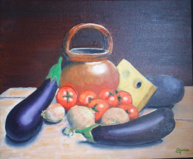 Painting titled "La ratatouille" by Claude Mura, Original Artwork