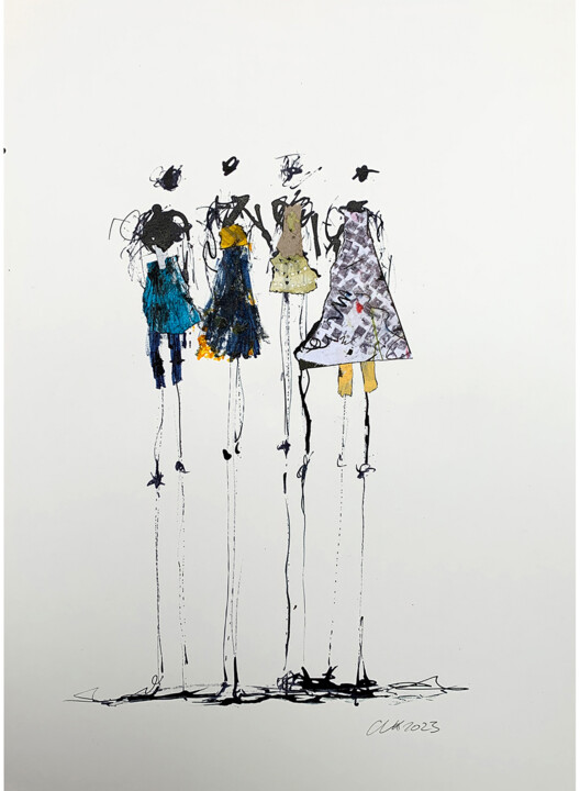 Drawing titled "Ohne Titel - Frauen…" by Claudia König (koenigsfigurine), Original Artwork, Ink