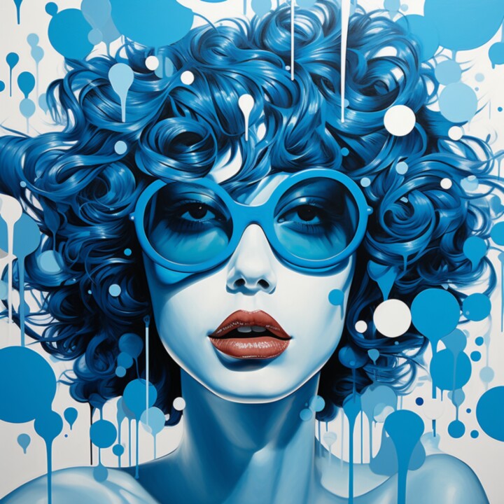 Цифровое искусство под названием "BLUE 3" - Claudia Sauter (Poptonicart), Подлинное произведение искусства, Цифровой коллаж