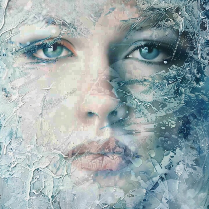 Peinture intitulée "ICE COLD FACE" par Claudia Sauter (Poptonicart), Œuvre d'art originale, Collage numérique