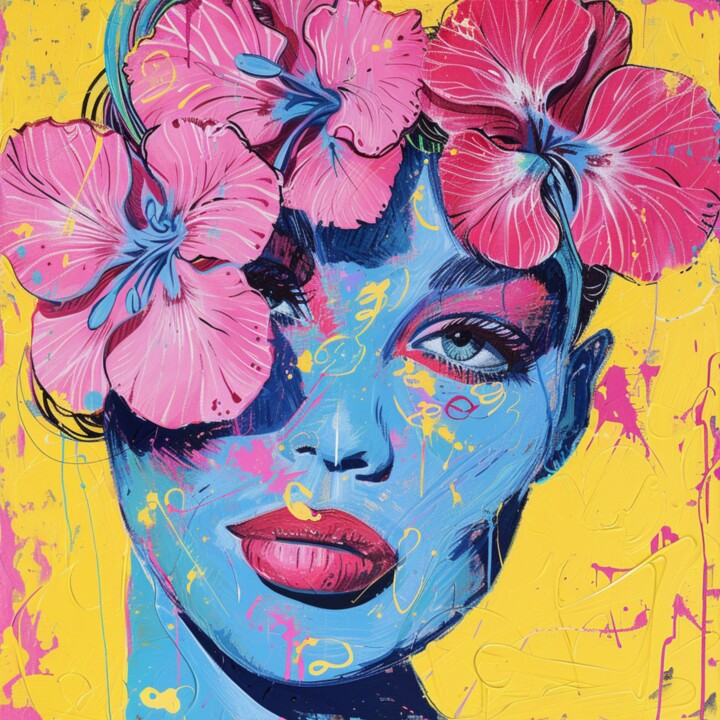 Peinture intitulée "SUMMER FLOWER POPART" par Claudia Sauter (Poptonicart), Œuvre d'art originale, Collage numérique