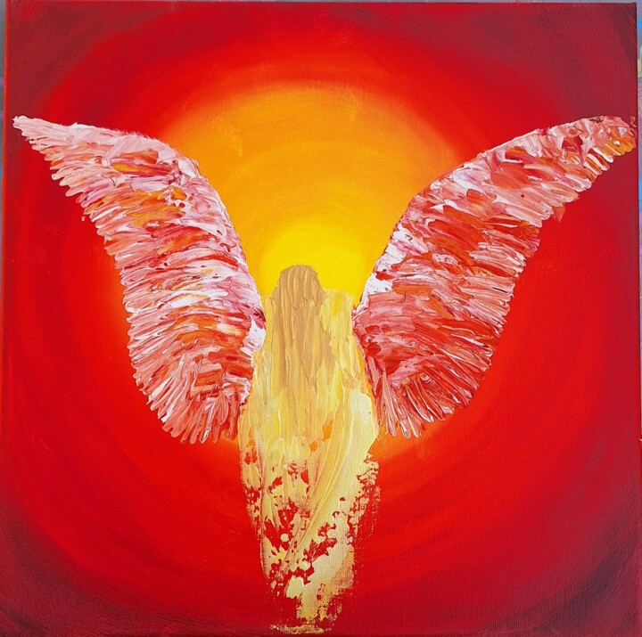 Painting titled "Be an angel" by Claudia Stenzel, Original Artwork, Acrylic Mounted on Wood Stretcher frame