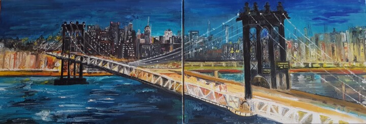 "Pont de New York" başlıklı Tablo Claudine Lopez tarafından, Orijinal sanat, Petrol