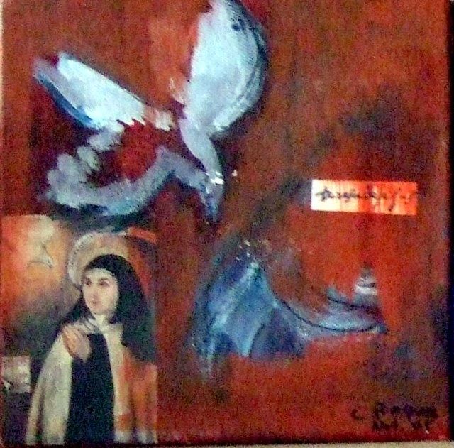 Картина под названием "Sainte Thérèse D'Av…" - Claudine Roques Ayache, Подлинное произведение искусства, Масло