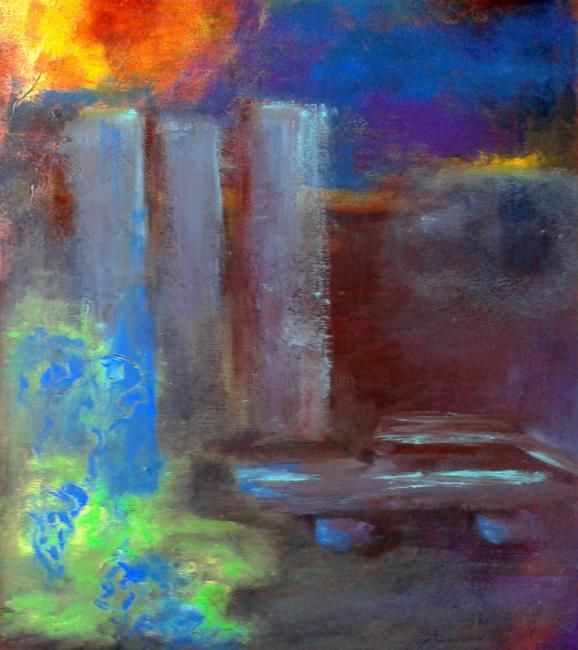 Painting titled "New-York fantasmée" by Claudine Roques Ayache, Original Artwork, Oil