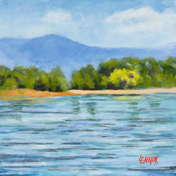 Painting titled "Hills of Blue" by Clayt Lennox, Original Artwork, Acrylic Mounted on Other rigid panel