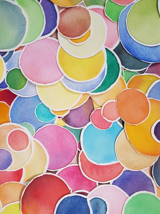 Painting titled "Bubbles" by Clémence Bedu, Original Artwork, Watercolor