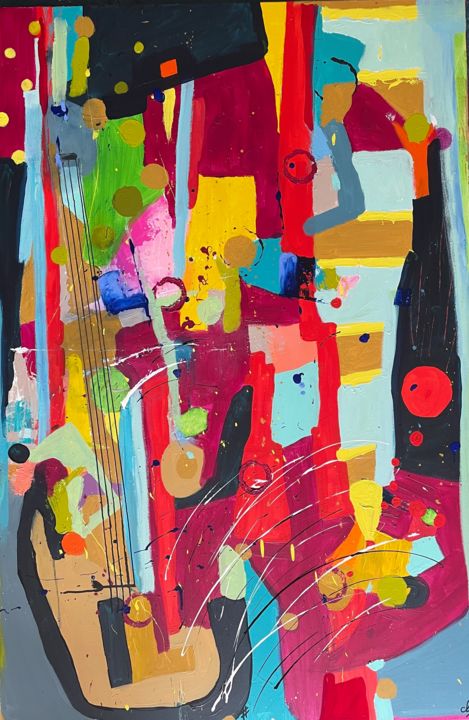 Painting titled "Guitares" by Clr, Original Artwork, Acrylic