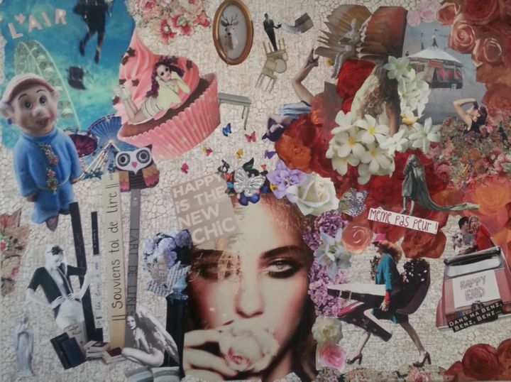 Collages titled "L'air" by Lydie Girard, Original Artwork