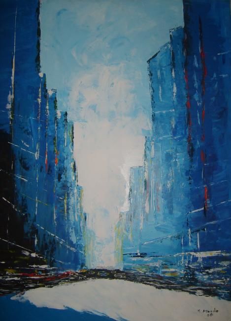 Картина под названием "new york bleu" - Michel Arnodo, Подлинное произведение искусства