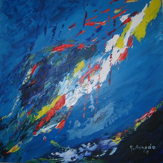 Pittura intitolato "la matiere en fusion" da Michel Arnodo, Opera d'arte originale
