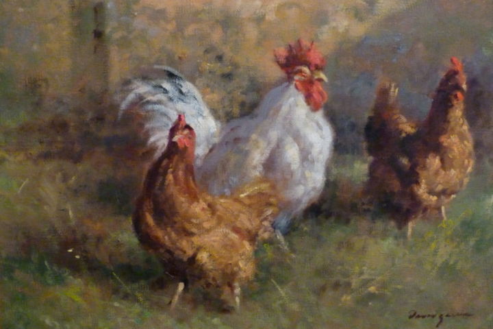 Coq Avec Poules Peinture Par David Garcia Artmajeur