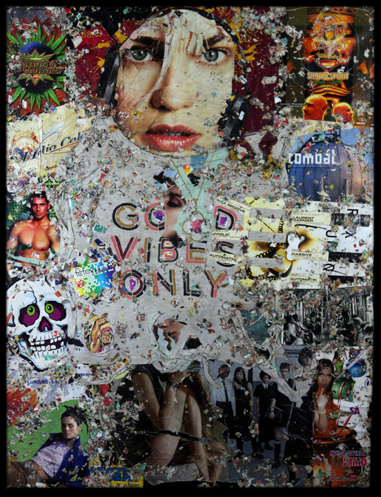 Collages titled "Good Vibs Only" by Antoine-Emmanuel Rousselle-Laurent, Original Artwork, Collages