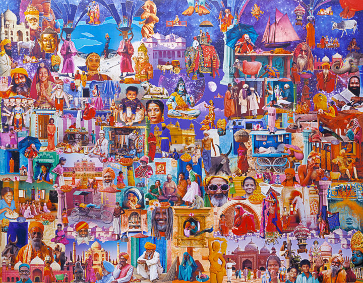 Collages titled "Colours of India" by Manuel Blond, Original Artwork, Collages