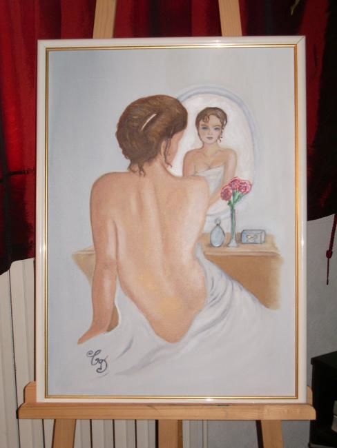 Pintura intitulada "Le miroir" por Coralie Demaison, Obras de arte originais