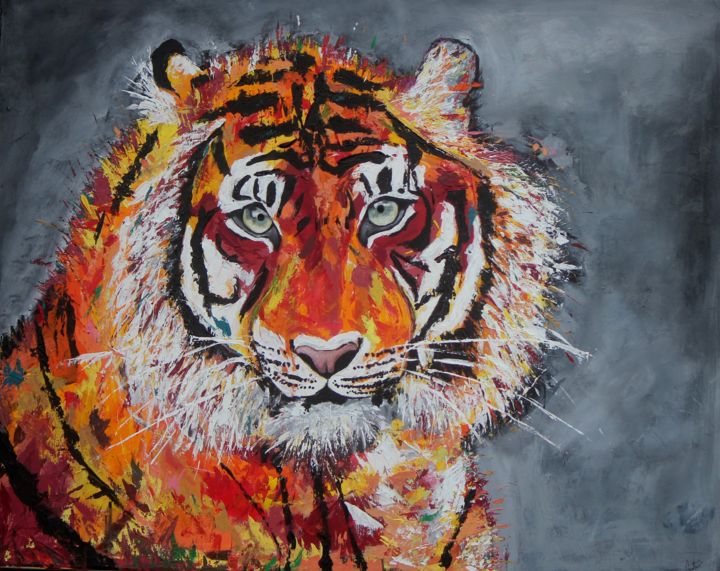 绘画 标题为“Zakari tigre” 由Corentine Gauthier, 原创艺术品, 丙烯
