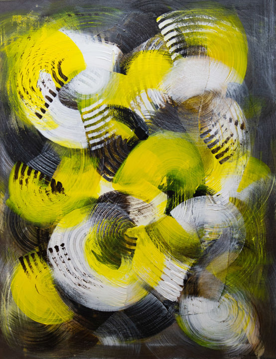 Peinture intitulée "YELLOW CIRCLE" par Corinne Mure-Ravaud, Œuvre d'art originale, Acrylique