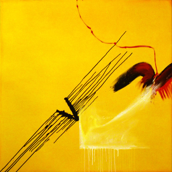 Pintura intitulada "2011-Yellow-5-Acryl…" por Corine Sylvia Congiu, Obras de arte originais, Acrílico Montado em Armação em…