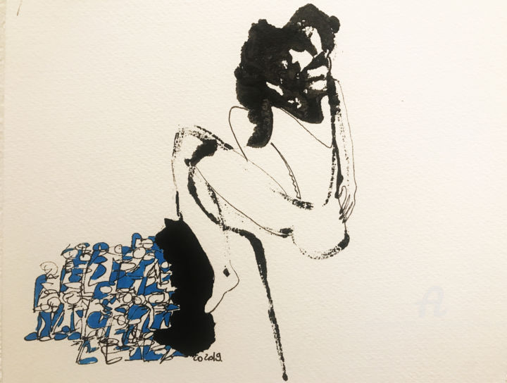 Drawing titled "féminité" by Corinne Bandeira De Mello, Original Artwork, Ink