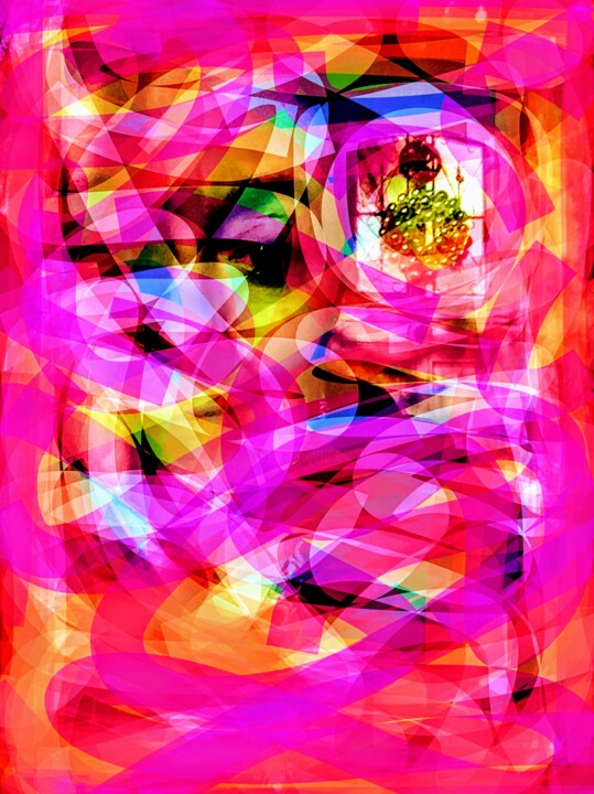Digital Arts titled "Bling bling rose" by Corinne Courlet, Original Artwork, Digital Painting