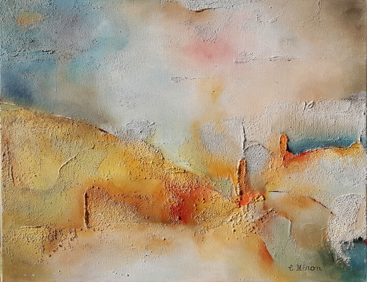 Painting titled "Soleil" by Corinne Héron, Original Artwork, Acrylic