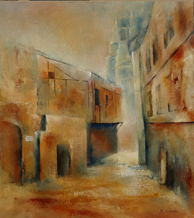 Painting titled "Au bout de la ruell…" by Corinne Héron, Original Artwork, Acrylic