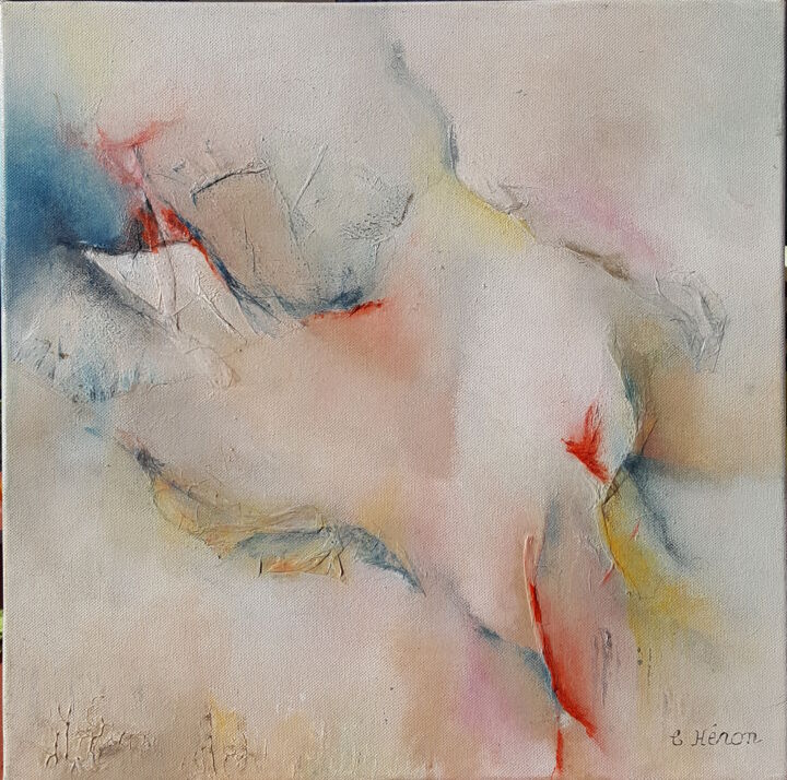 Painting titled "Oiseau blanc" by Corinne Héron, Original Artwork, Acrylic