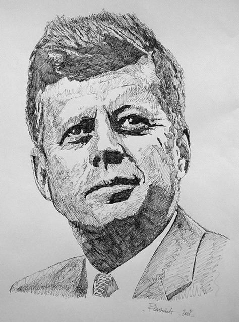 Drawing titled "John F. Kennedy" by Philippe Cormault, Original Artwork, Other