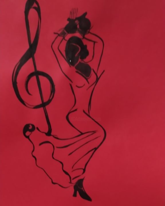 Dessin intitulée "Danse Danse, Baila…" par Alegria. Nb, Œuvre d'art originale, Encre