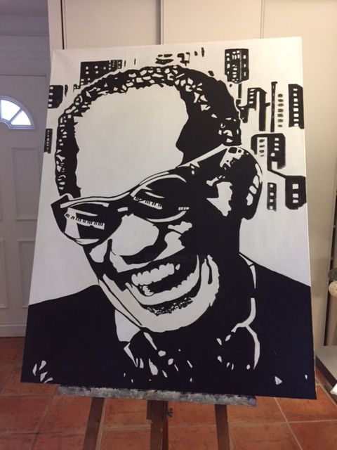 Painting titled "Ray Charles" by Framboise, Original Artwork, Acrylic