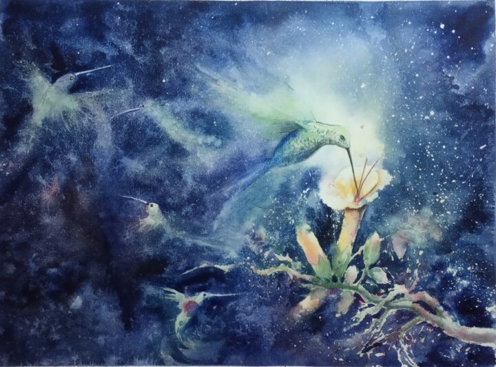 绘画 标题为“cosmos” 由Cristhian Velasquez Huallpa, 原创艺术品, 水彩